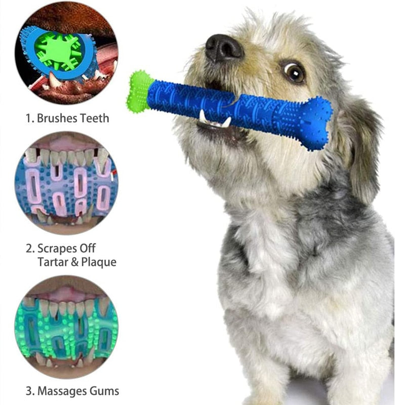 Dog Rubber Toy/Chew Stick, Teeth Cleaning, Dishwasher Safe, BPA Free - mypreciousfurbabies