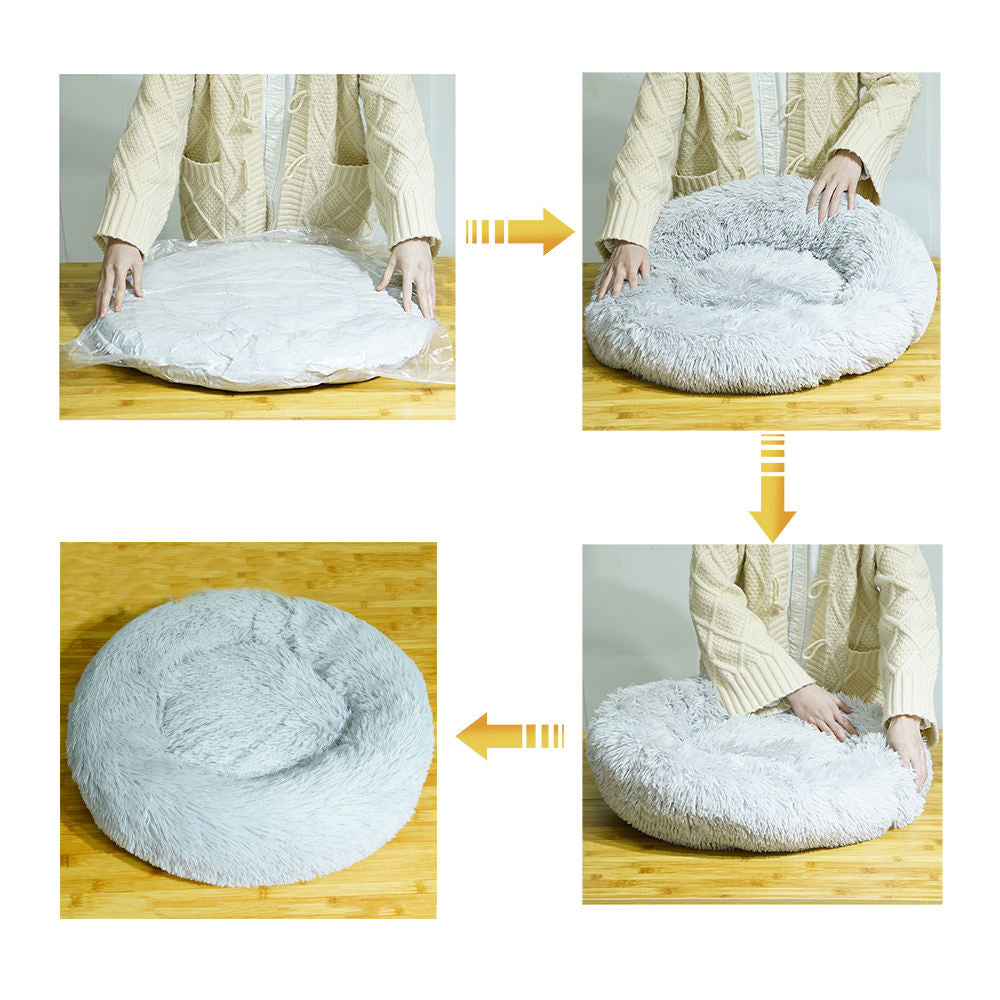 Plush Pet Bed W/Faux Fur, Multiple Colors/Sizes, & Machine Washable