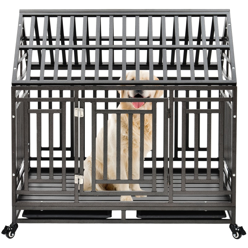 Dog HD Metal Crate Indoor/Outdoor and Rollable - mypreciousfurbabies