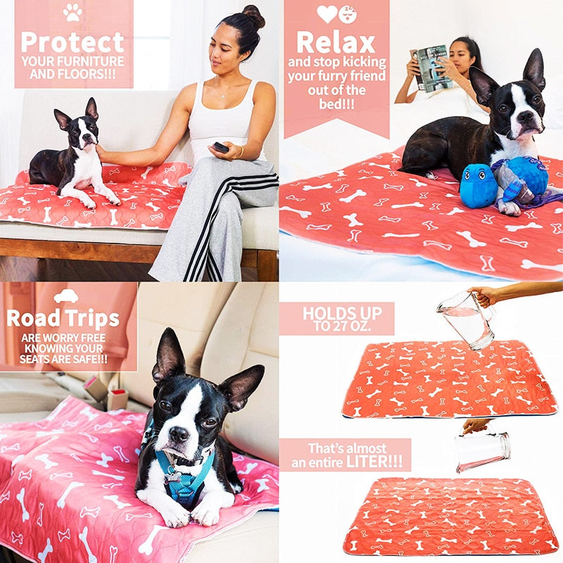 Pet Waterproof Reusable Mat for Pet Bed & Training, Machine Washable