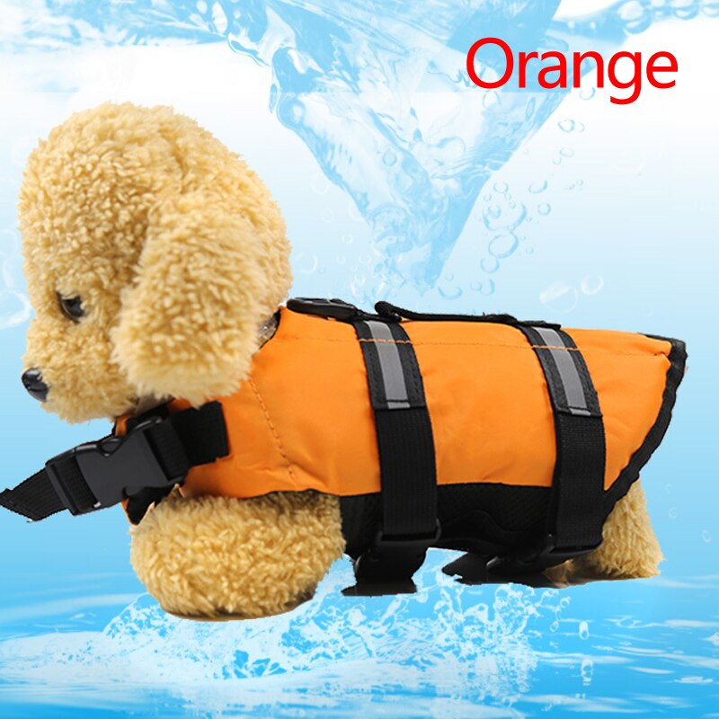 Dog Swimming Jacket/Preserver, Adj. Straps w/Buckles, Rescue Handle, & D-Ring