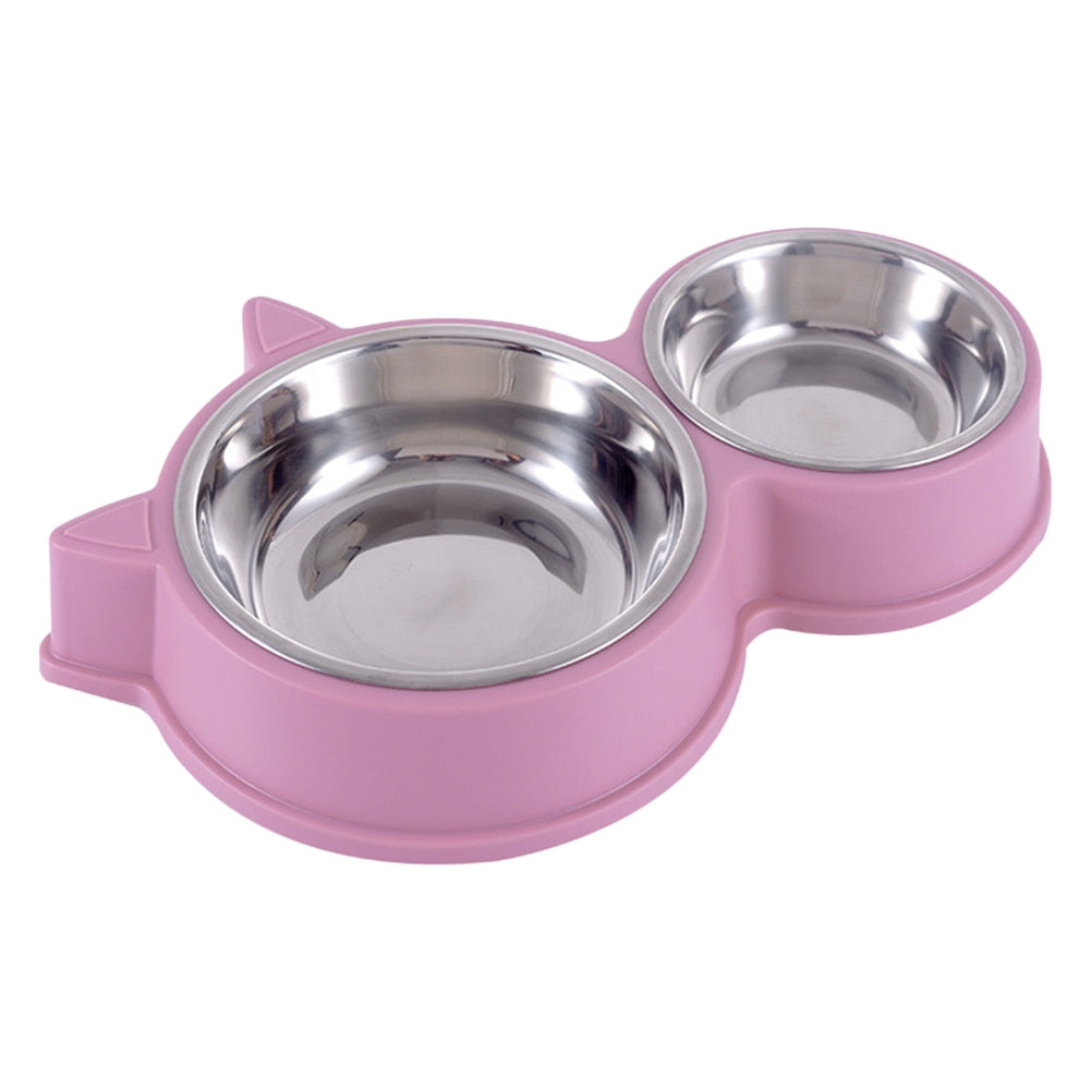 Pet Double Bowl Food/Water Dishes, Removable SS Bowls