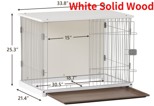 Pet/Dog End Table Crate, Wood Frame w/Wire Panels, Moveable, Assy. Required