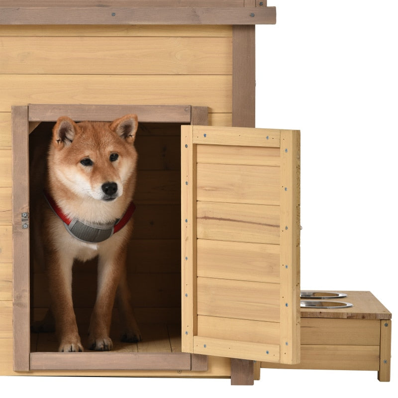 Cute Dog House / Crate, Indoor / Outdoor, Wood & Steel - mypreciousfurbabies