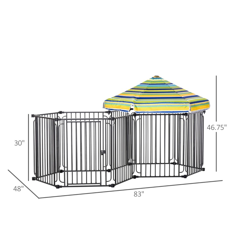 Pet HD Metal Freestanding Kennel w/Removable Cover & Lockable Door