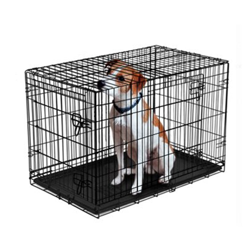 Dog HD Metal Crate, Folding W/Double Doors & Removable Tray - mypreciousfurbabies