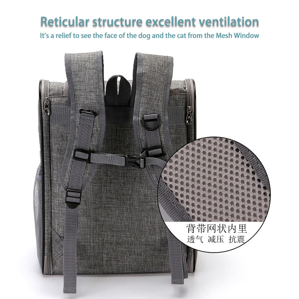 Backpack Pet Carrier, Very Breathable and Provide Great Viewing, Adj. Straps Reduce Shoulder/Back Stress