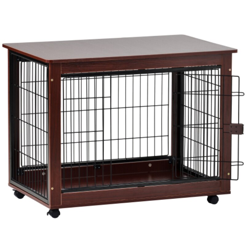 Pet/Dog End Table Crate, Wood Frame w/Wire Panels, Moveable, Assy. Required