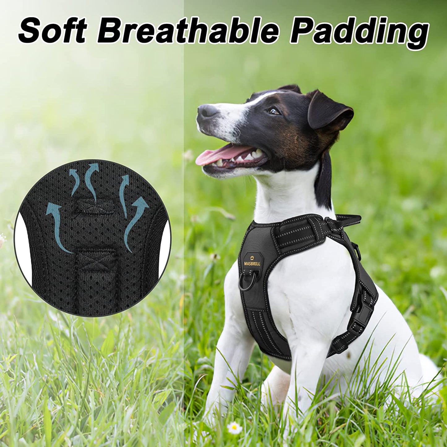 Pet Vest Harness, Soft Breathable, 4 Adj. Points, 4 Harnesses & Sizes, 3 Leashes