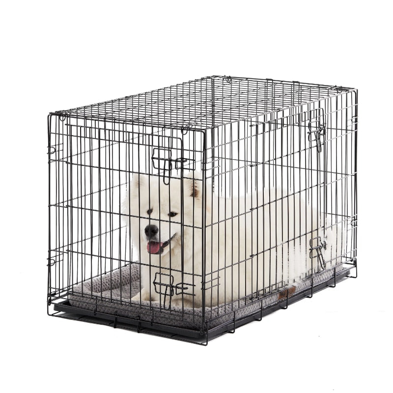 Dog HD Metal Crate, Folding W/Double Doors & Removable Tray - mypreciousfurbabies