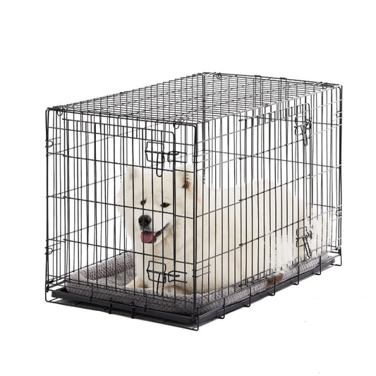 Dog HD Metal Crate, Folding W/Double Doors & Removable Tray - mypreciousfurbabies