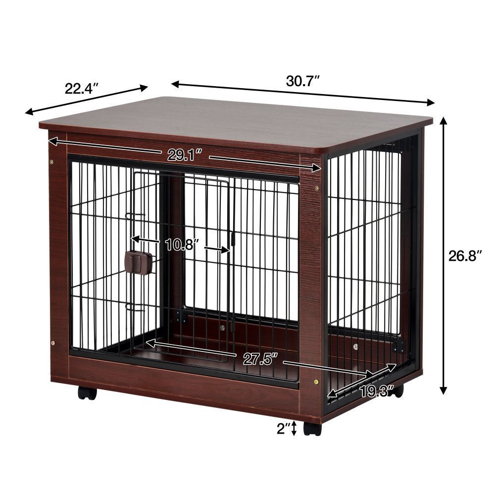 Pet/Dog End Table Crates, Wood Frames w/Wire Panels, Lockable, Moveable, Assy. Required