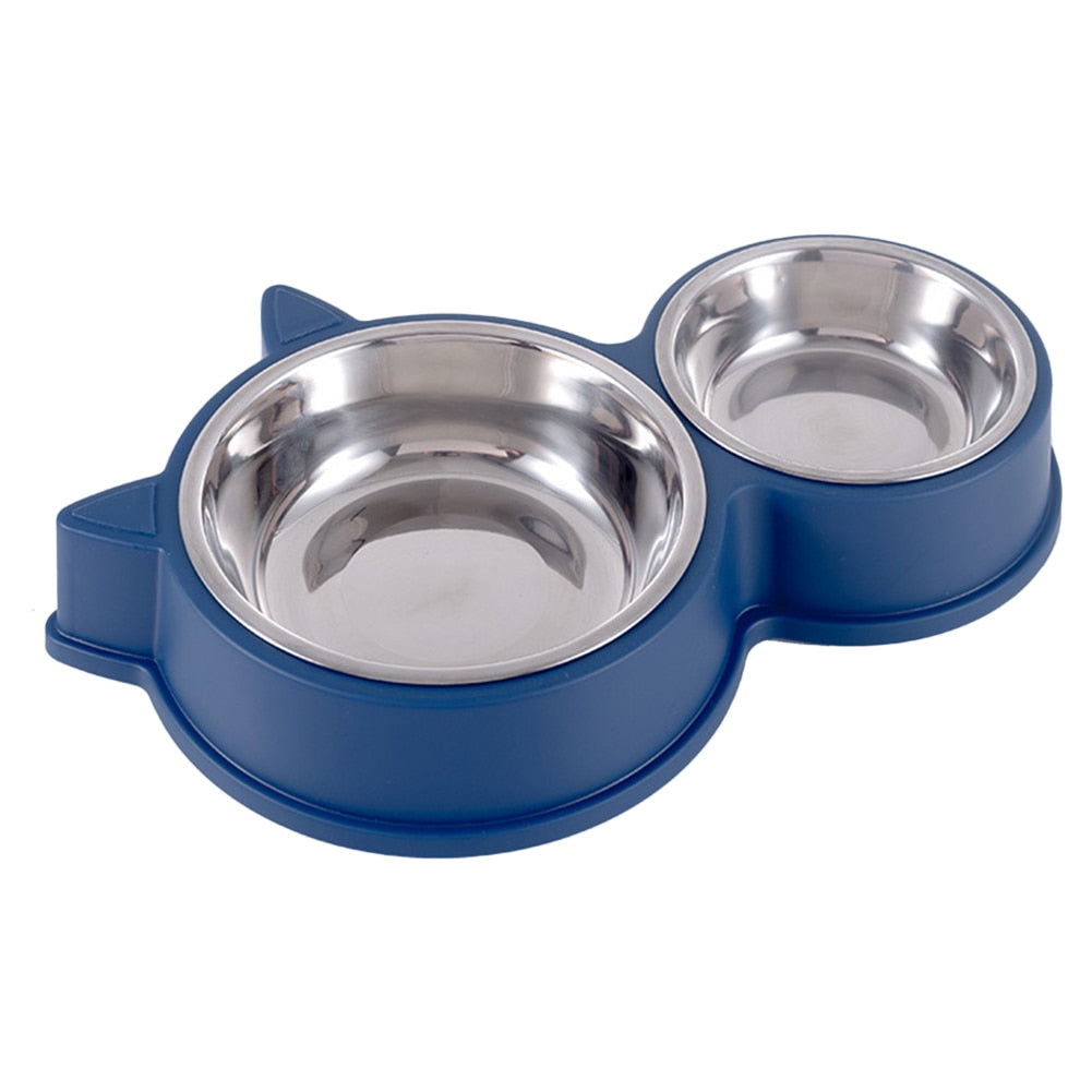 Pet Double Bowl Food/Water Dishes, Removable SS Bowls