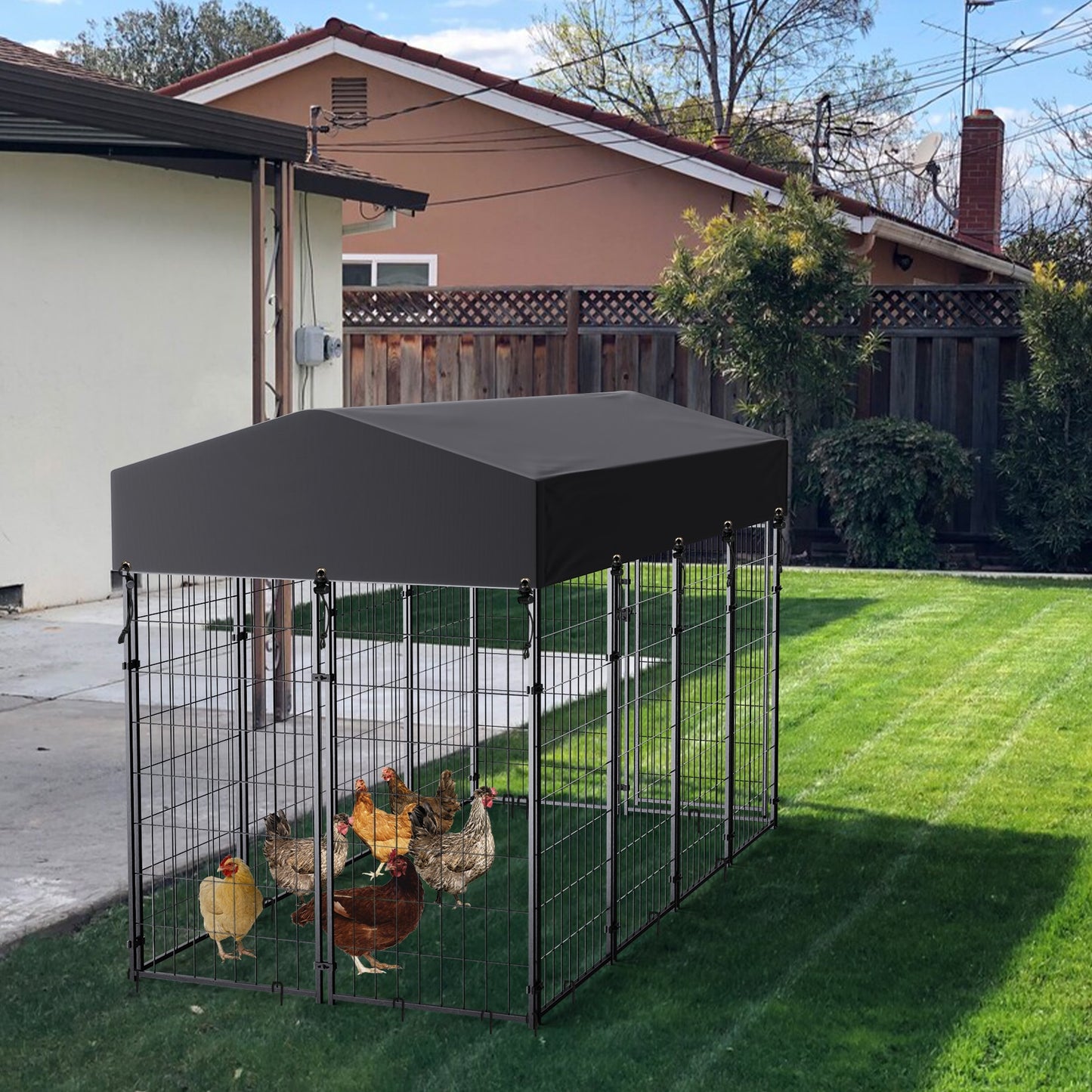 LG. HD Indoor/Outdoor Kennel, W/UV Cover, Door, & Easy Assy. - mypreciousfurbabies