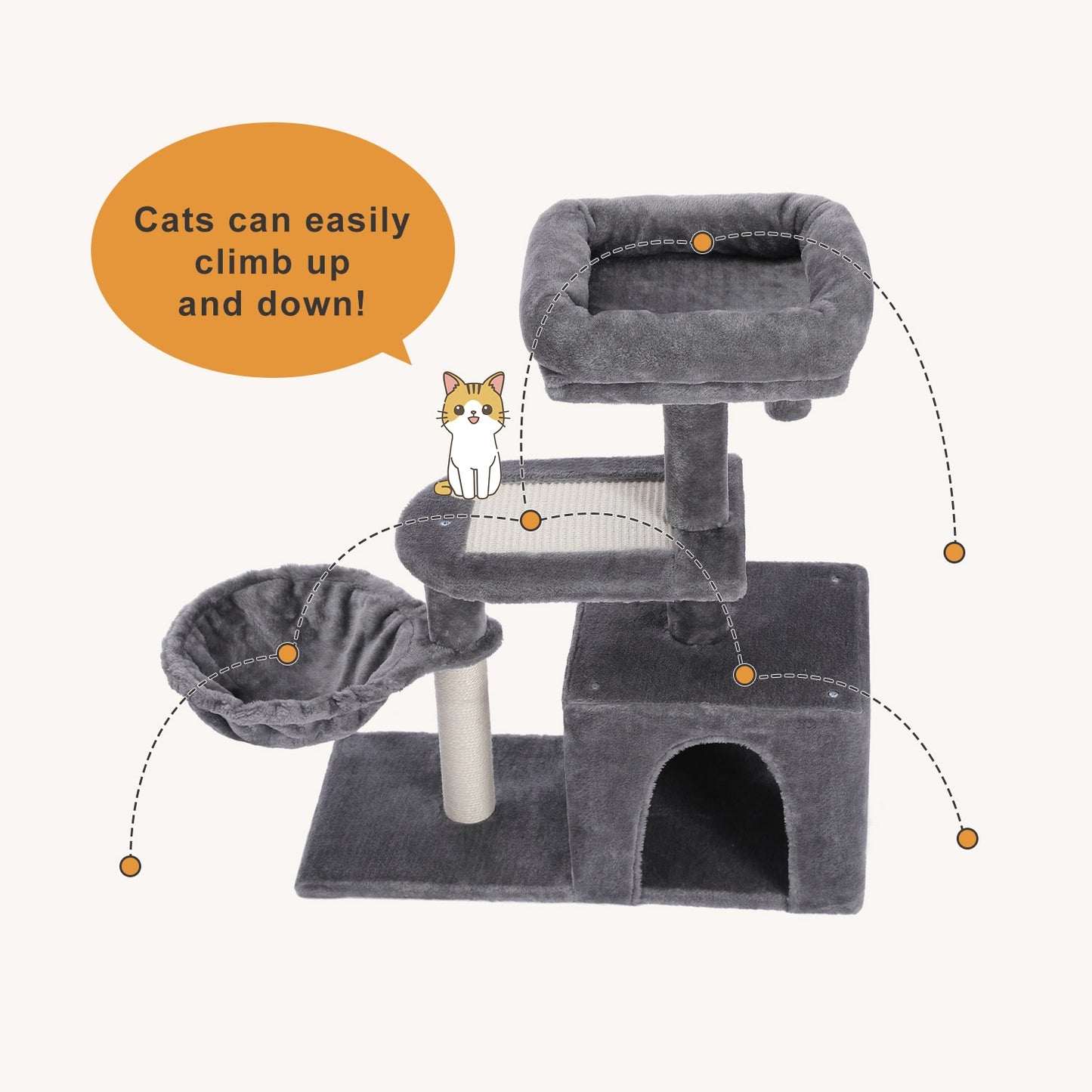 Plush Cat Tower Keeps Cat(s) Happy, & Your Furniture Free From Damage