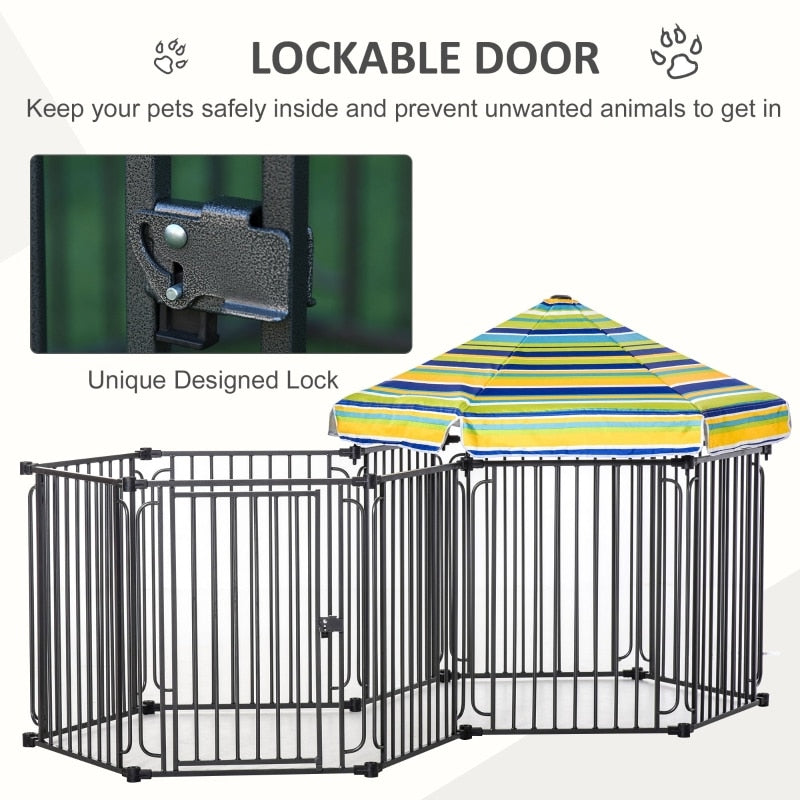 Pet HD Metal Freestanding Kennel w/Removable Cover & Lockable Door