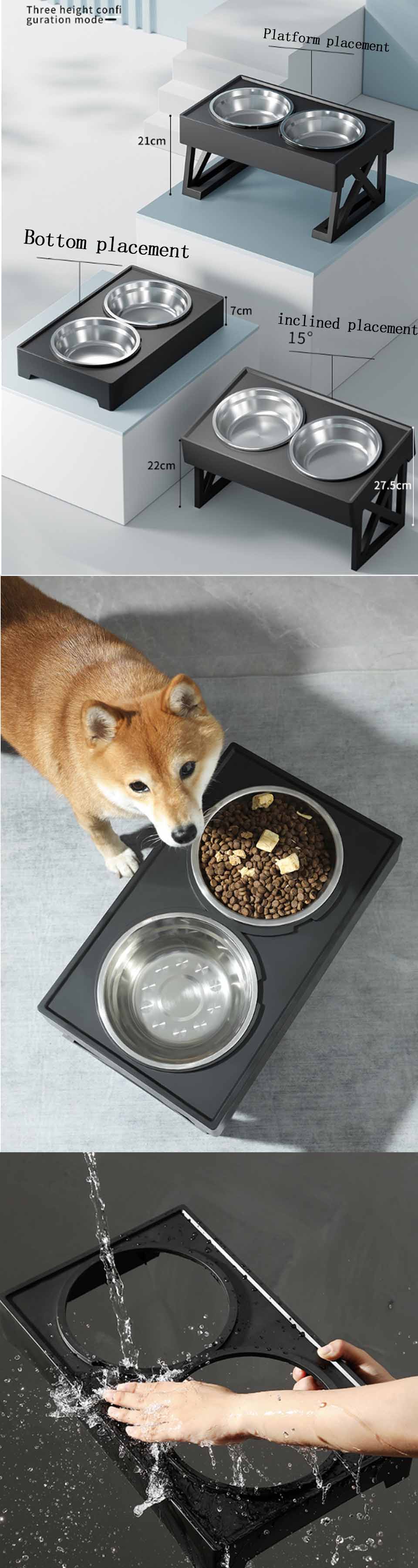 Adjustable Height Pet Feeding Stand w/Bowls - mypreciousfurbabies