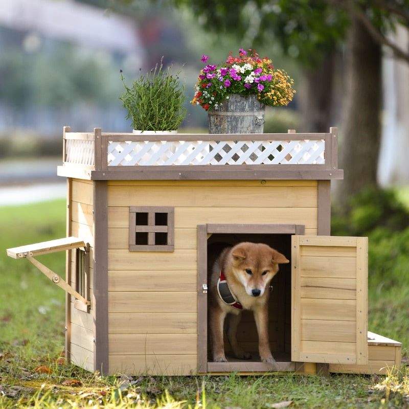 Cute Dog House / Crate, Indoor / Outdoor, Wood & Steel - mypreciousfurbabies