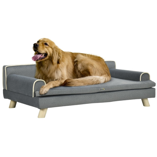 Pet/Dog Sofa Bed, Wood Frame & Legs W/Removable Cushion & Washable Cover