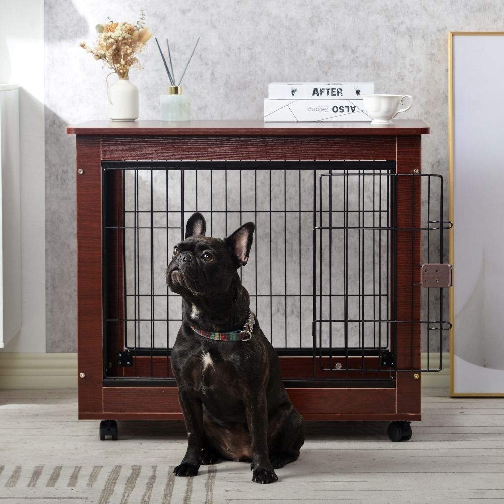 Pet/Dog End Table Crates, Wood Frames w/Wire Panels, Lockable, Moveable, Assy. Required