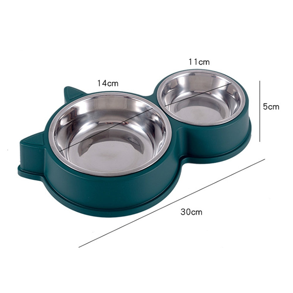 Pet Double Bowl Food/Water Dishes, Removable SS Bowls