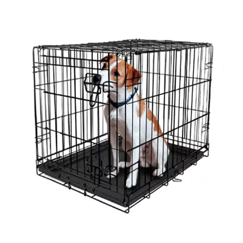 Dog HD Metal Crate, Folding W/Double Doors & Removable Tray - mypreciousfurbabies