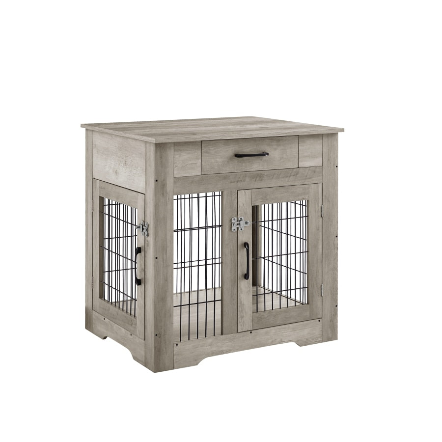 Contemporary Pet End Table Crate, Wood & Metal Construction - mypreciousfurbabies