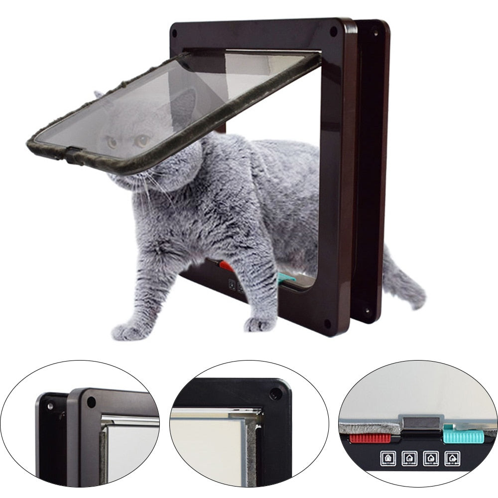 Pet Door ABS Plastic W/4 Way Security Lock Flap