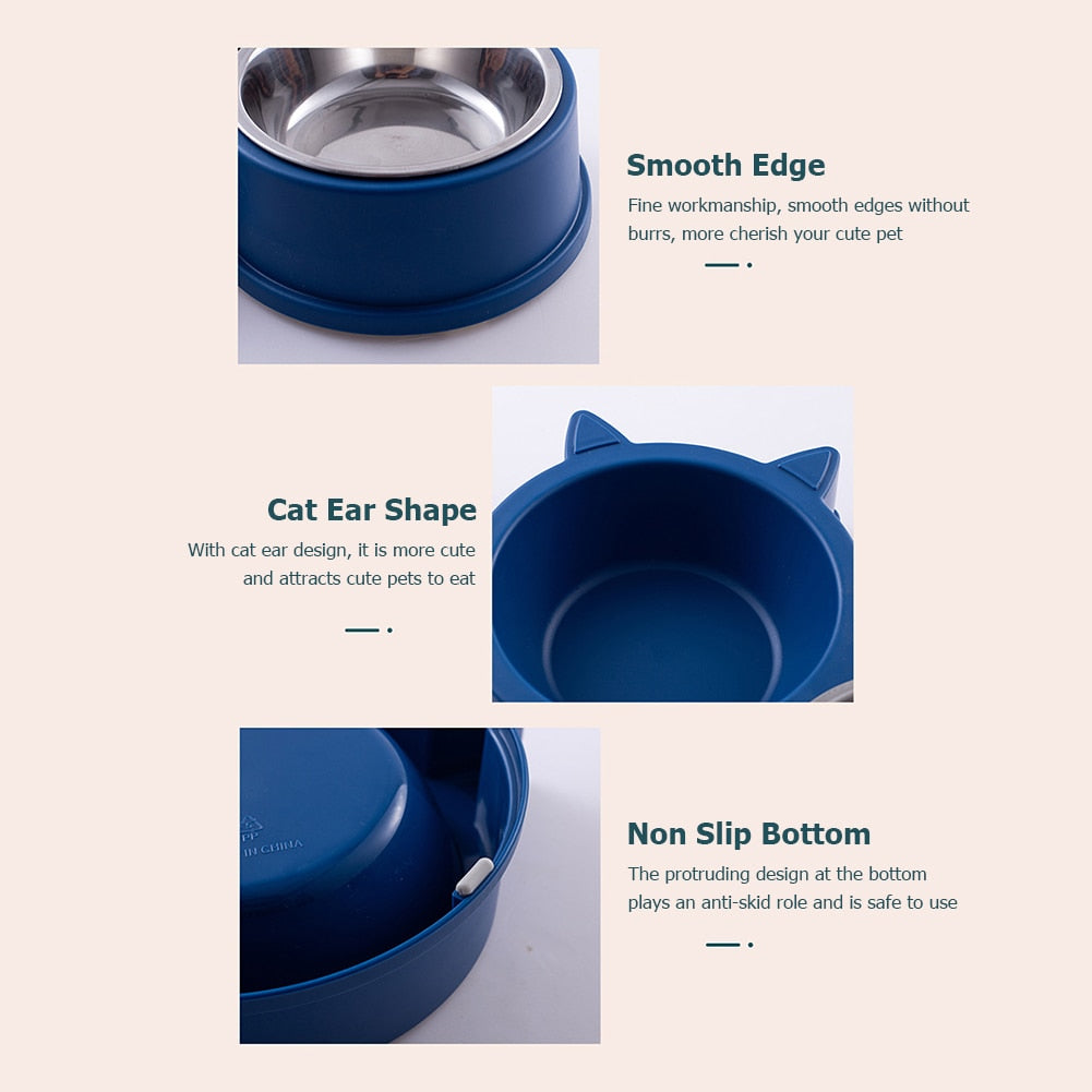 Pet Double Bowl Food/Water Dishes, Removable SS Bowls