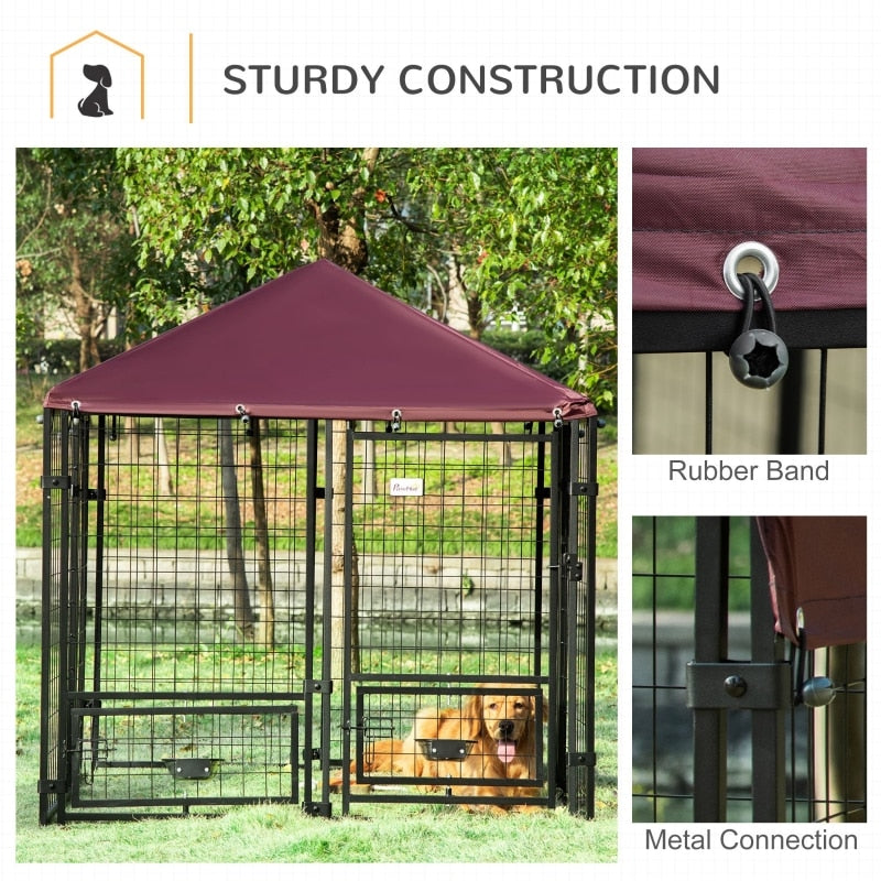 LG, HD Metal Indoor/Outdoor Kennel, W/UV Cover, Lockable Door, Light Weight, & Easy Assy. - mypreciousfurbabies