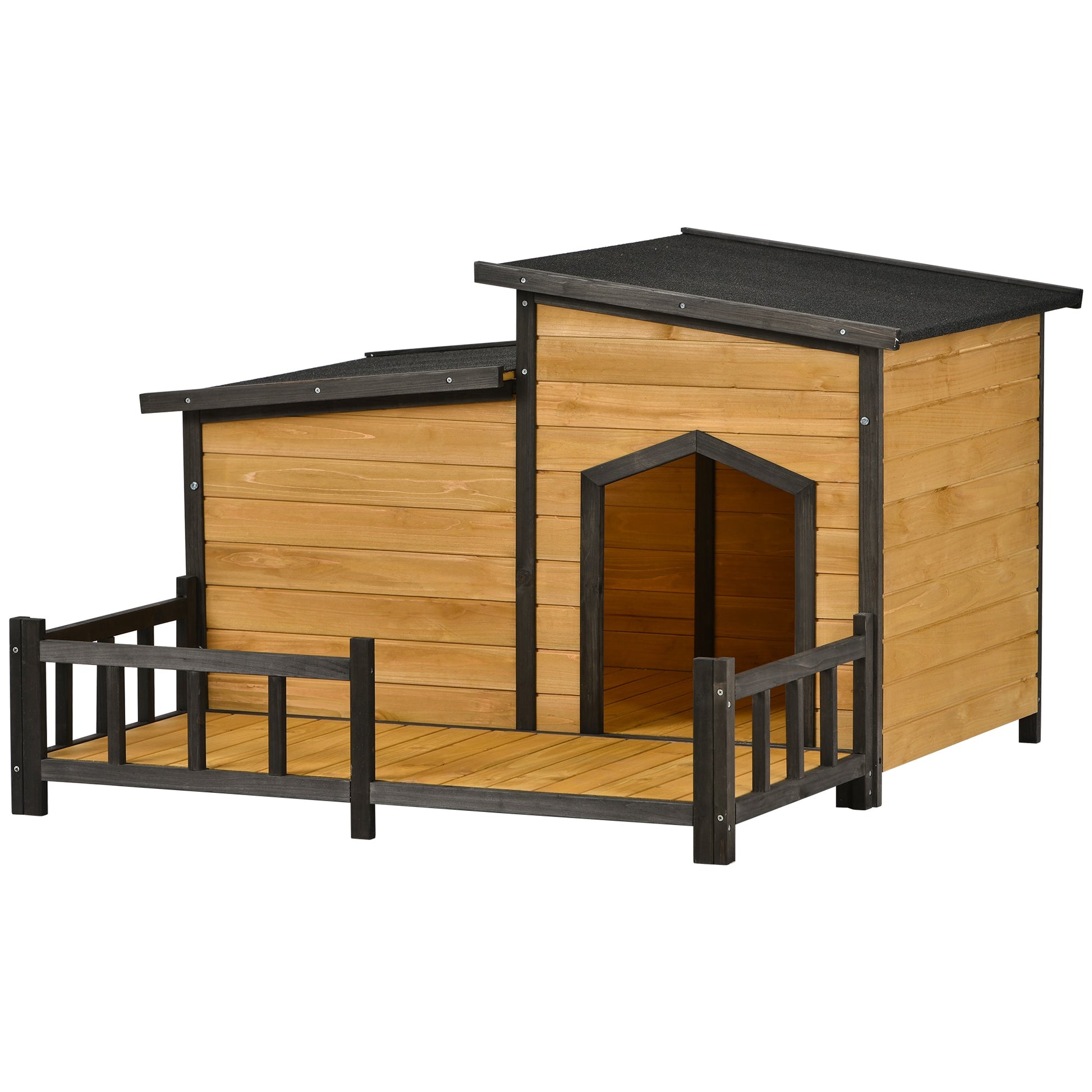 Modern Dog House, Fir Wood Construction & Asphalt Roof - mypreciousfurbabies