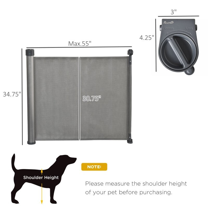 Retractable Pet & Child Safety Mesh Gate/Fence, Adj. Width, Lockable, Easy Use & Installation