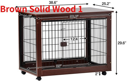 Pet/Dog End Table Crate, Wood Frame w/Wire Panels, Moveable, Assy. Required