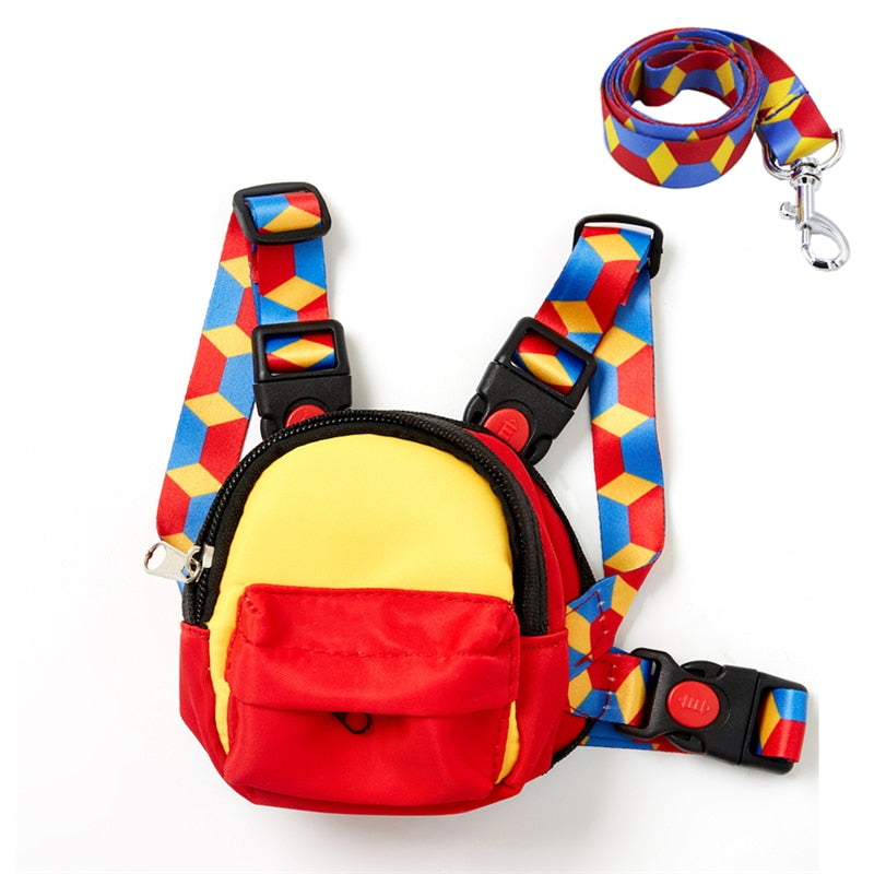 Pet Canvas Backpack Harness w/Leash Set, Adjustable, 3 Colors & Sizes