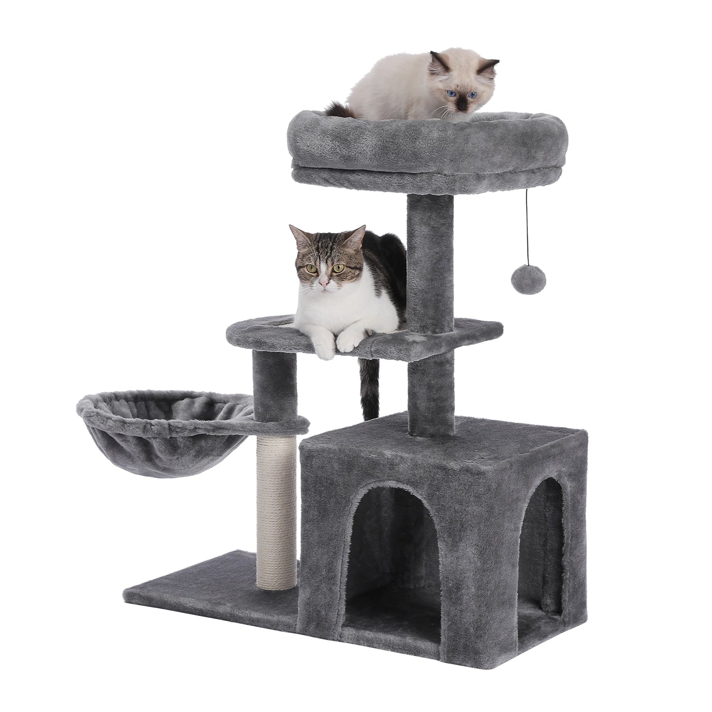 Plush Cat Tower Keeps Cat(s) Happy, & Your Furniture Free From Damage