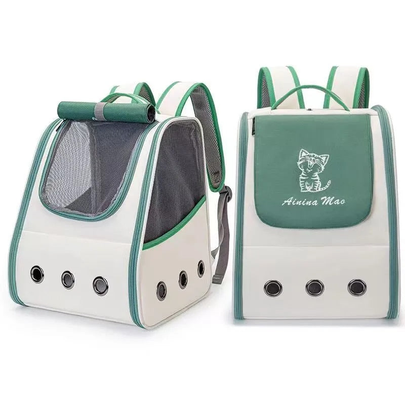 Pet Carrier Backpack w/3 Mesh Access Panels & Vents for Viewing and Breathability, and Adj. Shoulder Straps