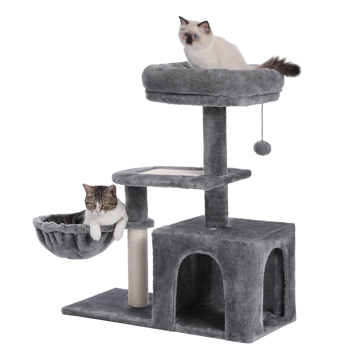 Plush Cat Tower Keeps Cat(s) Happy, & Your Furniture Free From Damage