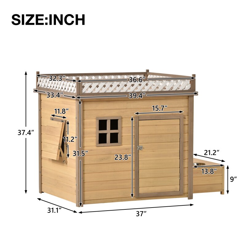 Cute Dog House / Crate, Indoor / Outdoor, Wood & Steel - mypreciousfurbabies