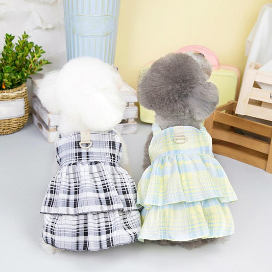 Princess Fur Baby Stylish Dresses w/Cake Hems & Grid Designs