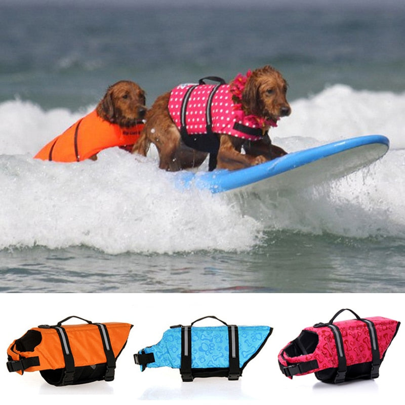 Dog Swimming Jacket/Preserver, Adj. Straps w/Buckles, Rescue Handle, & D-Ring