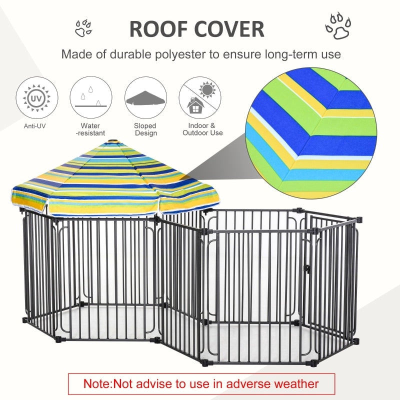 Pet HD Metal Freestanding Kennel w/Removable Cover & Lockable Door