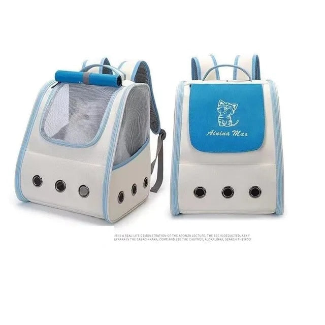 Pet Carrier Backpack w/3 Mesh Access Panels & Vents for Viewing and Breathability, and Adj. Shoulder Straps