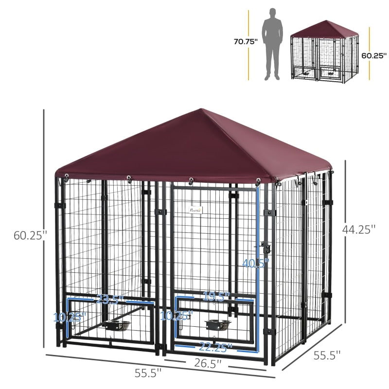 LG, HD Metal Indoor/Outdoor Kennel, W/UV Cover, Lockable Door, Light Weight, & Easy Assy. - mypreciousfurbabies