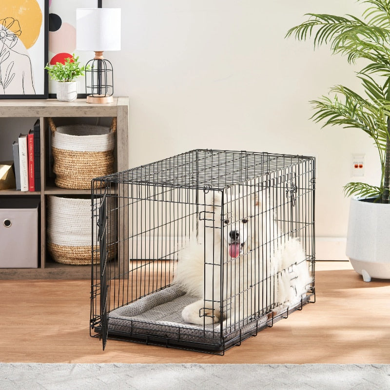 Dog HD Metal Crate, Folding W/Double Doors & Removable Tray - mypreciousfurbabies