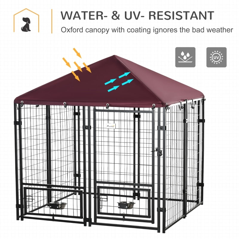 LG, HD Metal Indoor/Outdoor Kennel, W/UV Cover, Lockable Door, Light Weight, & Easy Assy. - mypreciousfurbabies