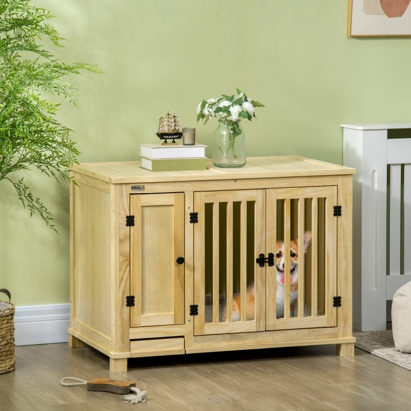 Pine Side Table Crate, W/Cabinet, Bowl Drawer, Lockable Door, & Washable Cushion