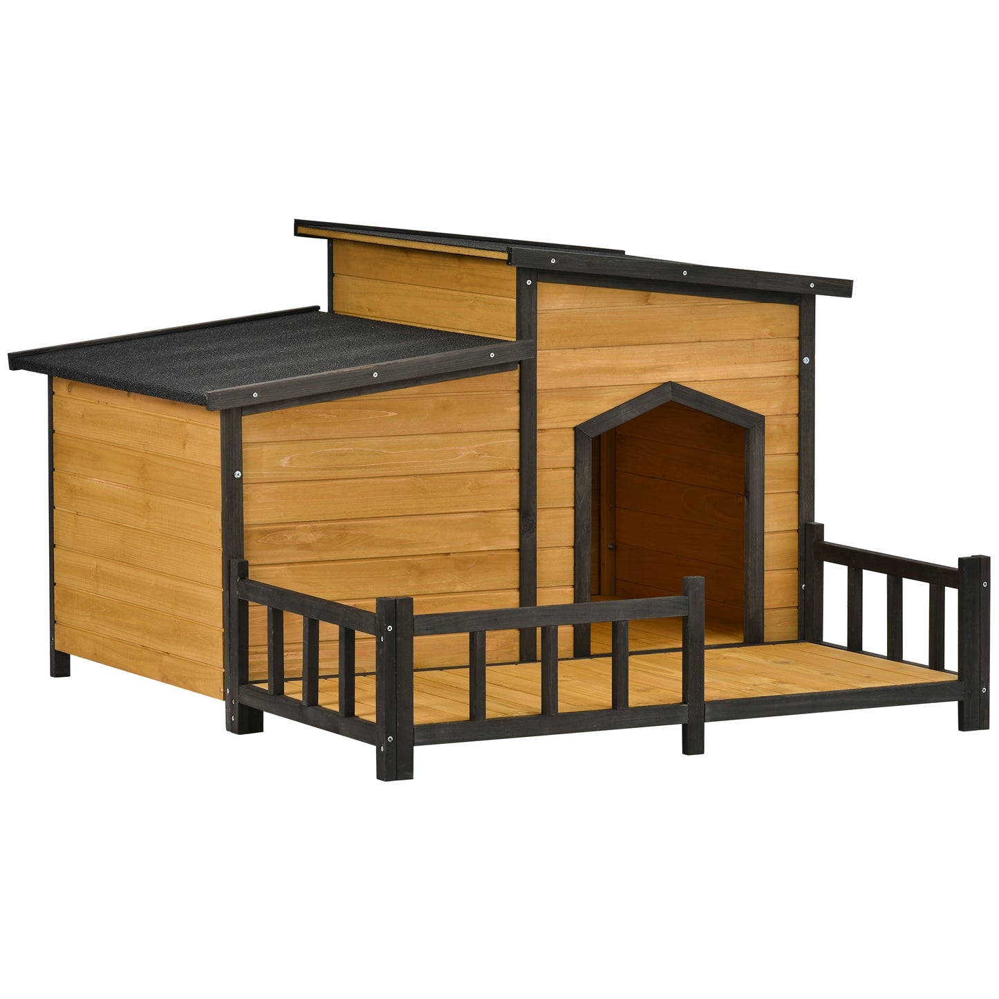 Modern Dog House, Fir Wood Construction & Asphalt Roof - mypreciousfurbabies