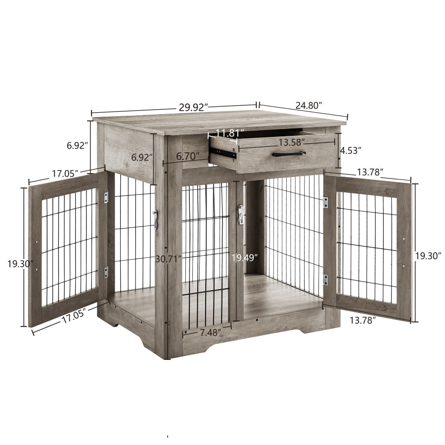 Contemporary Pet End Table Crate, Wood & Metal Construction - mypreciousfurbabies