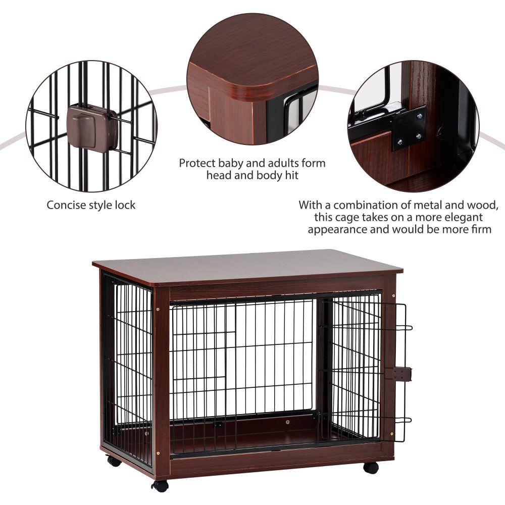 Pet/Dog End Table Crates, Wood Frames w/Wire Panels, Lockable, Moveable, Assy. Required