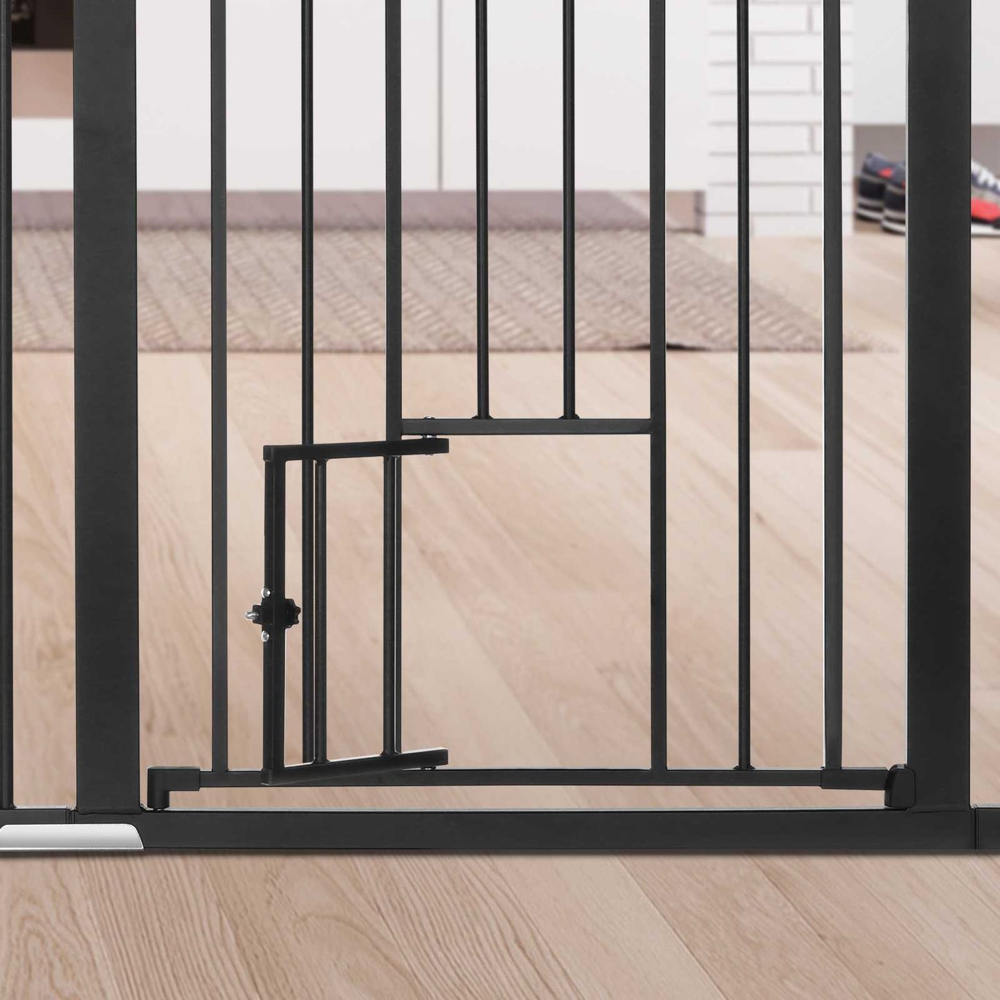 Pet Pressure-Mounted Gate Extra Tall & Wide w/2 Extensions, 90° Hold Open, Auto Close, & Pet Gate Withing the Gate